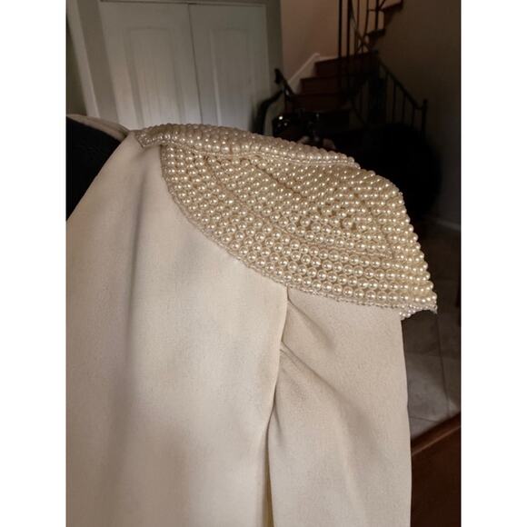 Vintage Bernadette Cream Pearl Shoulder Dress Size 14 – Made in USA - Picture 4 of 9